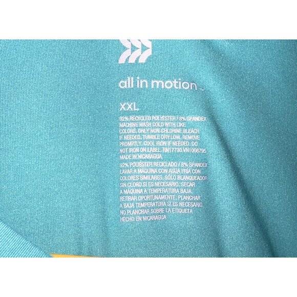 New All In Motion Long Sleeve Athletic Turquoise Shirt XXL Spandex - Picture 3 of 3